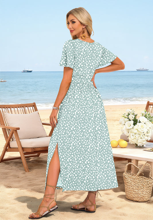 AUSELILY Beach Vacation Boho Slit Summer Dresses