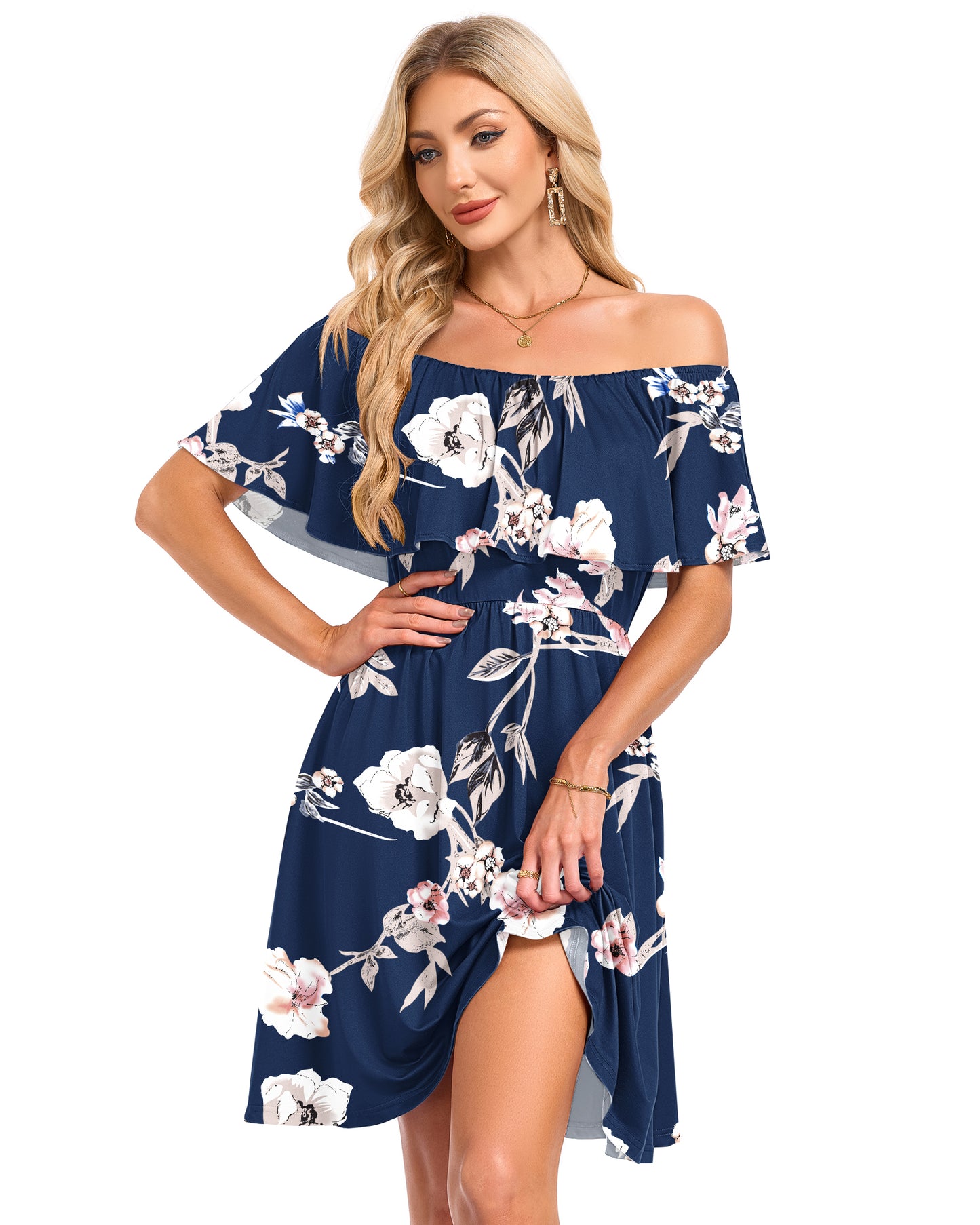 AUSELILY Womens Off The Shoulder Summer Dress