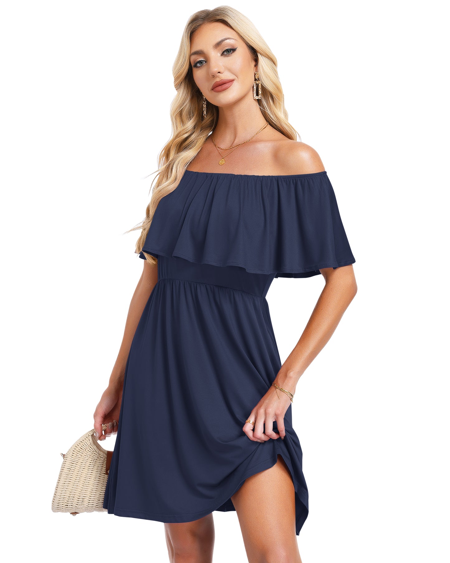 AUSELILY Womens Off The Shoulder Summer Dress