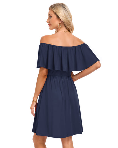 AUSELILY Womens Off The Shoulder Summer Dress