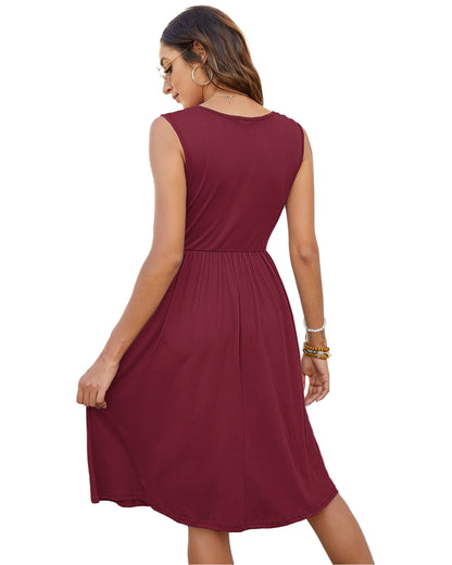 AUSELILY Women Swing Button Down Midi Dress with Pockets