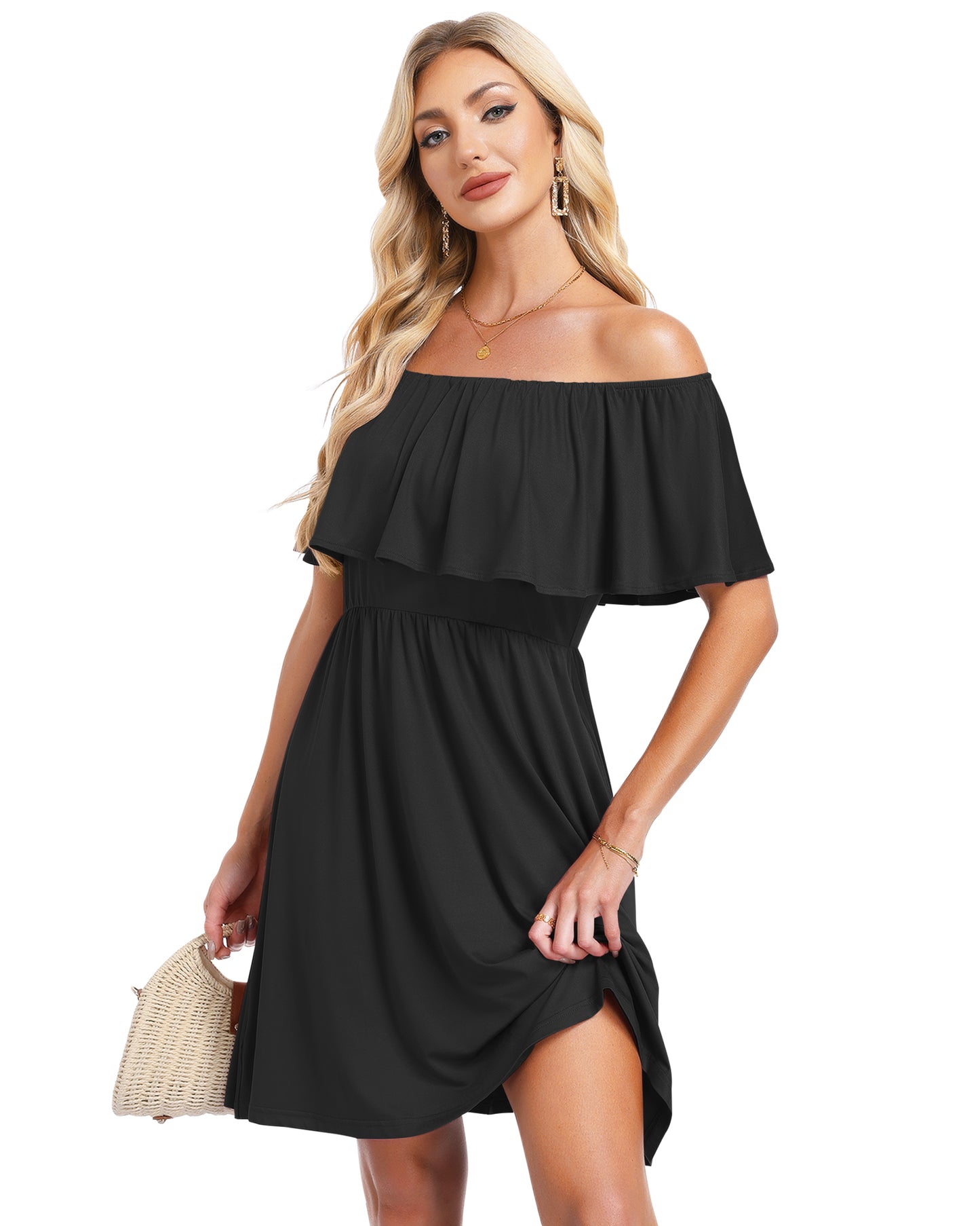 AUSELILY Womens Off The Shoulder Summer Dress