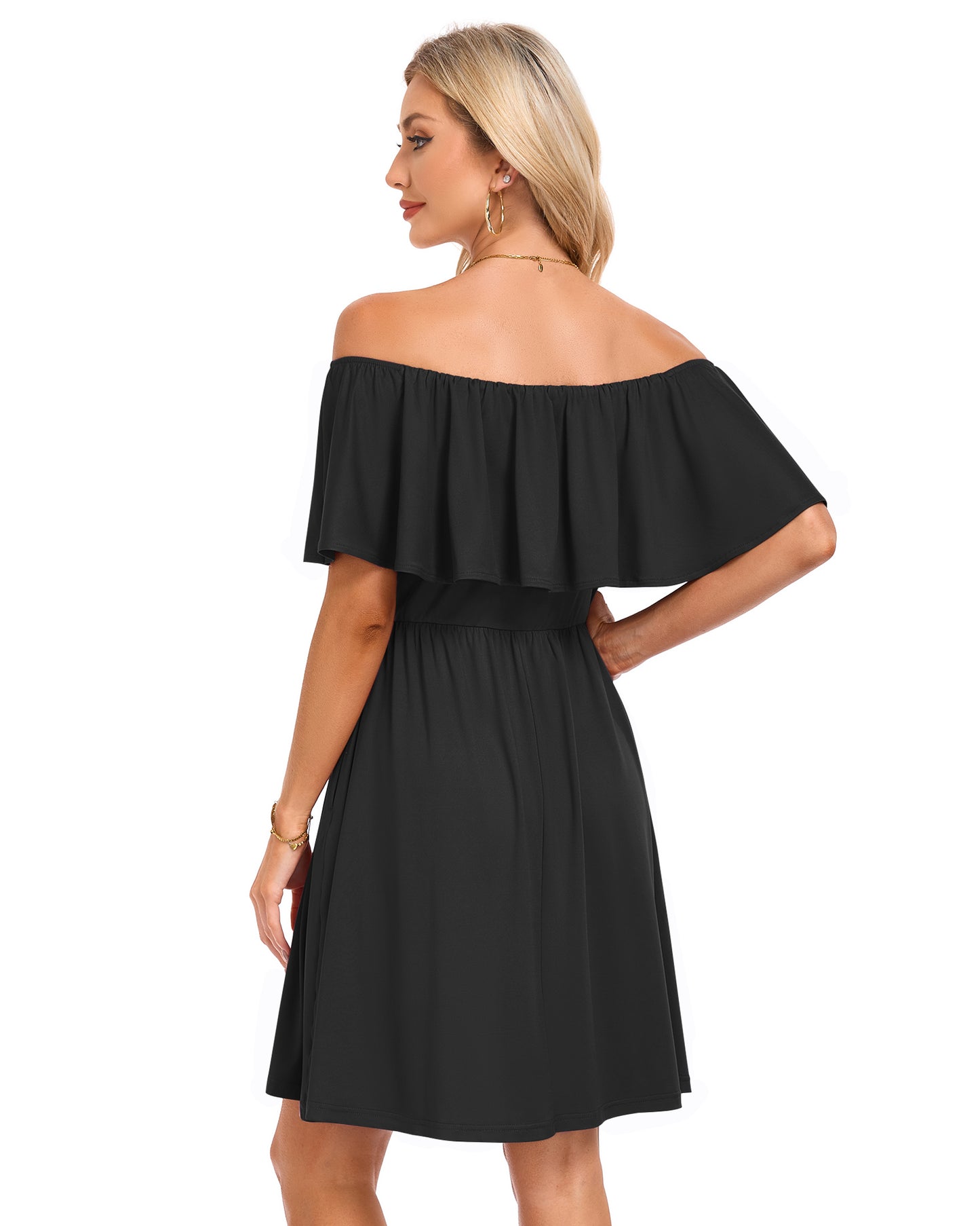 AUSELILY Womens Off The Shoulder Summer Dress