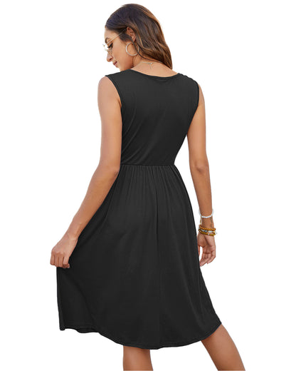 AUSELILY Women Swing Button Down Midi Dress with Pockets