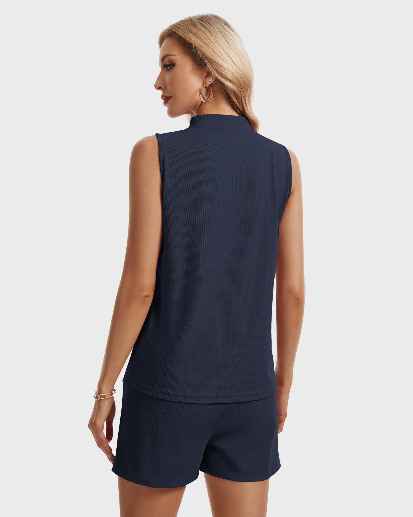 AUSELILY  Women's Two Piece button tank Casual Set