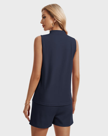 AUSELILY  Women's Two Piece button tank Casual Set