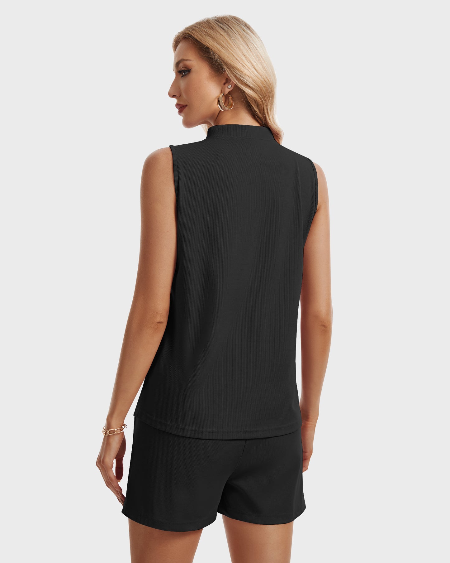 AUSELILY  Women's Two Piece button tank Casual Set