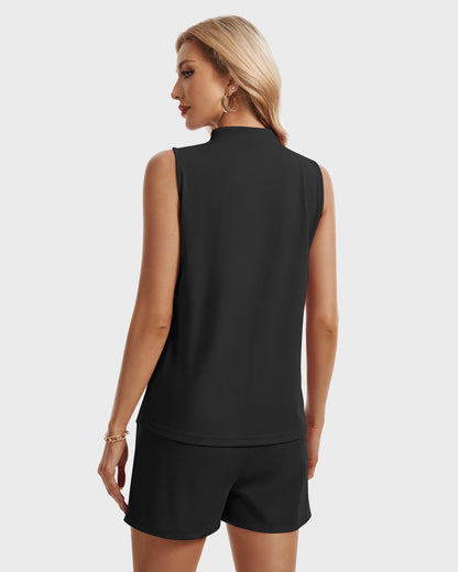 AUSELILY  Women's Two Piece button tank Casual Set