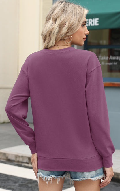 AUSELILY Women’s Crewneck Hoodless Pullover Tops with Pockets