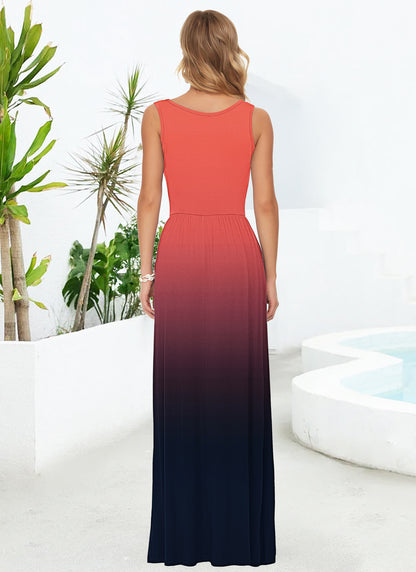AUSELILY Women's Classic Sleeveless Loose Plain Casual Long Maxi Dresses