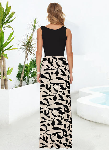 AUSELILY Women's Classic Sleeveless Loose Plain Casual Long Maxi Dresses