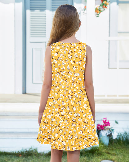 AUSELILY KIDS Girls Mini Floral A Line Sundresses with Pockets