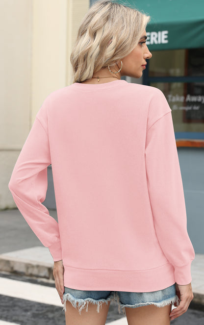 AUSELILY Women’s Crewneck Hoodless Pullover Tops with Pockets