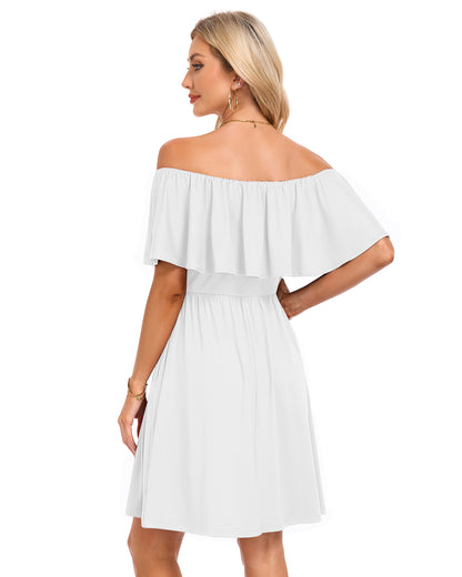 AUSELILY Womens Off The Shoulder Summer Dress