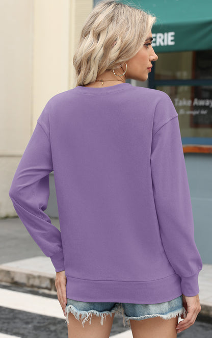 AUSELILY Women’s Crewneck Hoodless Pullover Tops with Pockets